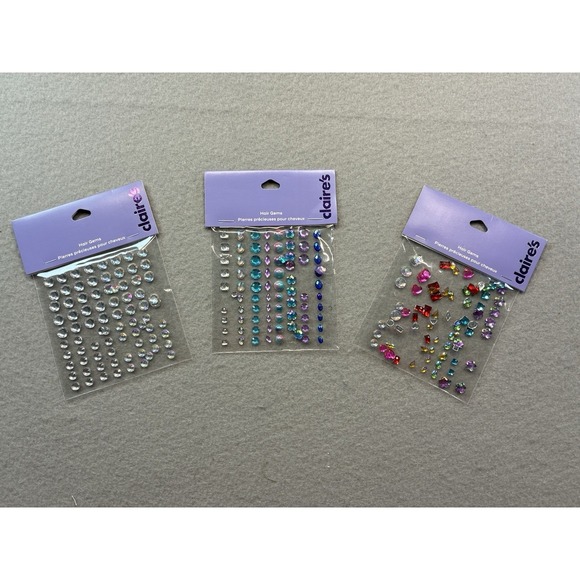 Claire's Accessories - Claire's Hair Gems Lot Of 3 Rhinestone & Mermaid & Shapes Stickers Peel & Stick
